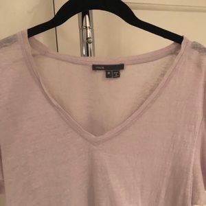 Vince Linen V-Neck Tee Shirt